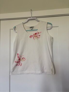 Blast White Hawaiian Embellished Sequin Tank Top